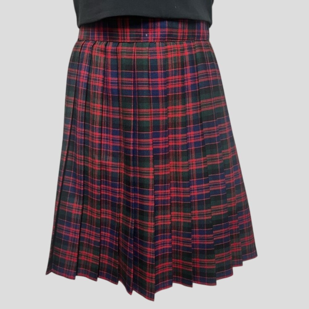 Vintage Caviar Plaid Tartan Pleated Mid Kilt Skirt